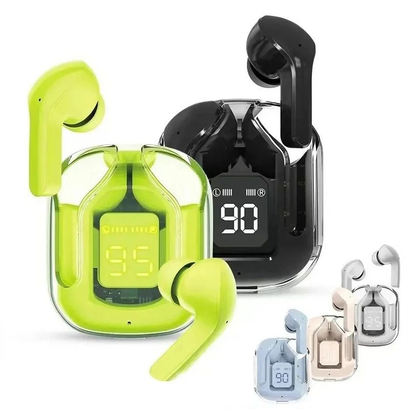 AIR31 Wireless Bluetooth 5.3 Earbuds with Mic & Bass Stereo Includes Transparent Charging Case & Type-C Cable – Sports Ready