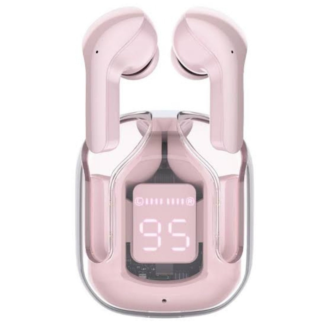 AIR31 Wireless Bluetooth 5.3 Earbuds with Mic & Bass Stereo Includes Transparent Charging Case & Type-C Cable – Sports Ready