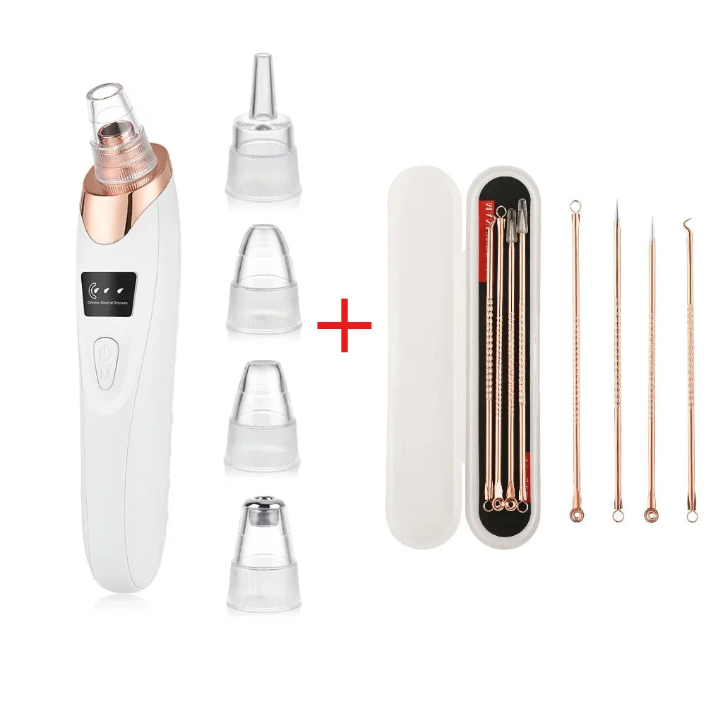 Blackhead Remover Vacuum Suction USB Rechargeable Facial Pore Cleaner Spot Acne Pimple Black Head Deep Extractor Skin Care Kit
