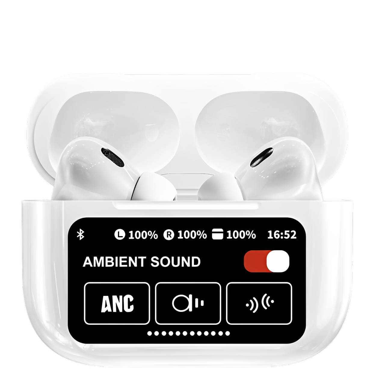 A9 Pro Airpods with LCD touch, Bluetooth 5.0, ANC, super bass, and premium wireless sound.