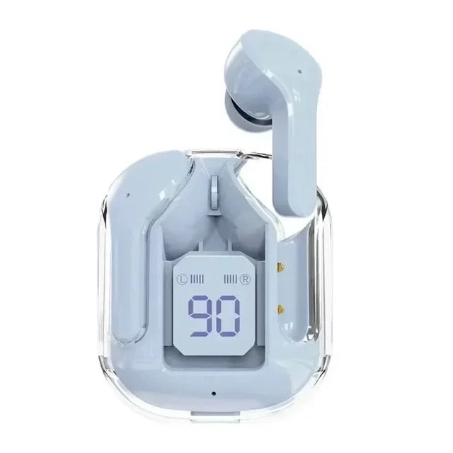 AIR31 Wireless Bluetooth 5.3 Earbuds with Mic & Bass Stereo Includes Transparent Charging Case & Type-C Cable – Sports Ready