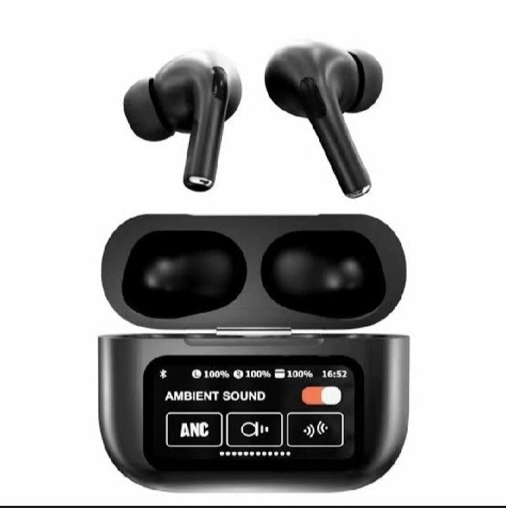 A9 Pro Airpods with LCD touch, Bluetooth 5.0, ANC, super bass, and premium wireless sound.