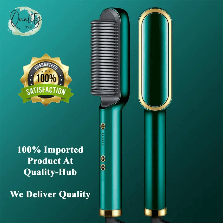 2-in-1 Hair Straightener Brush and Curling Comb with anti-scald design for safe, smooth, and professional styling at home or travel.